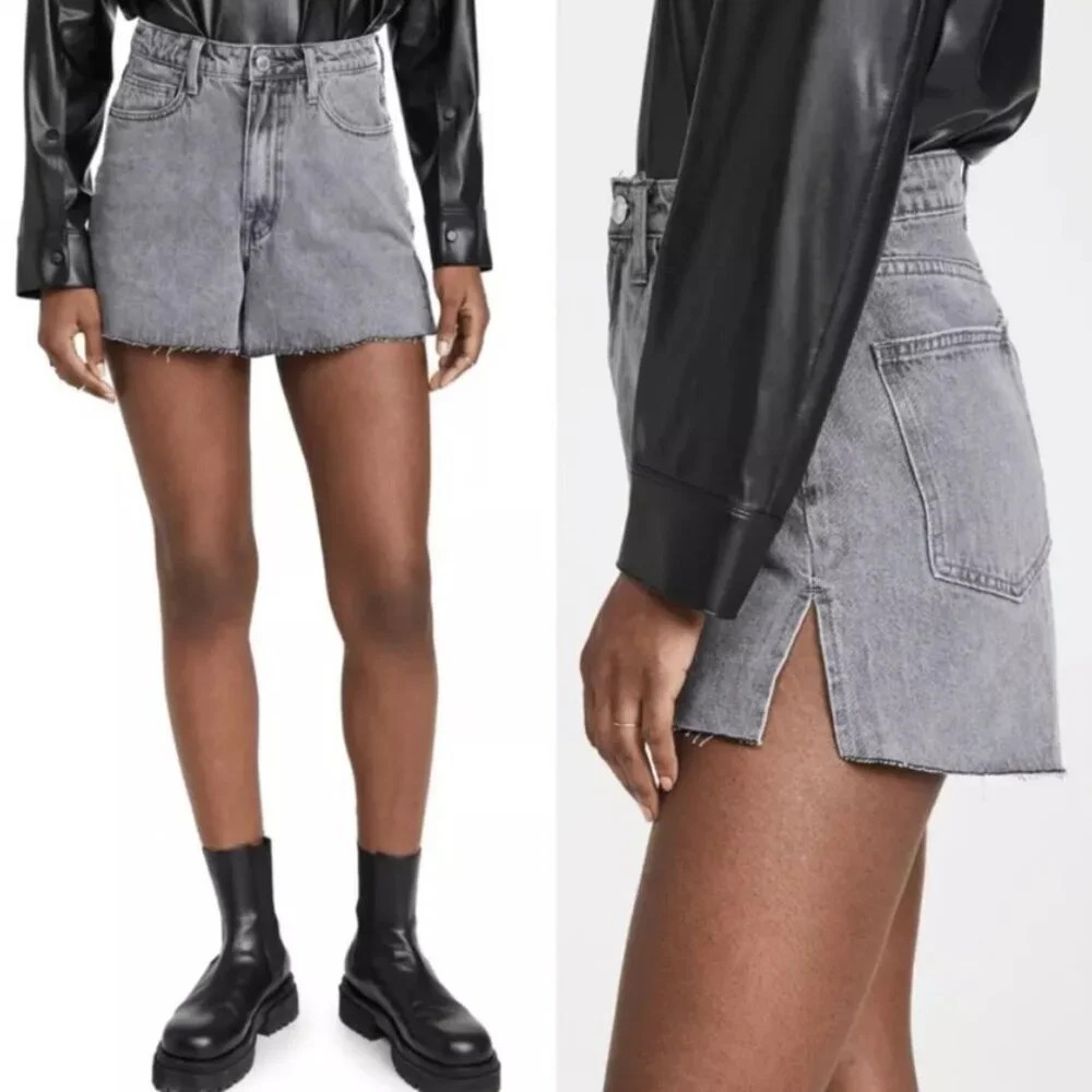 New! We Wore What The Boyfriend Shorts Washed Grey Rigid Denim 21239